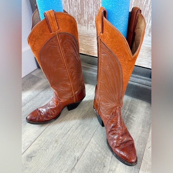 Women’s Tony Lama boots 7.5 B Foot EEL, TAN TOP KITTY TAN, INCA Western Leather main image 7